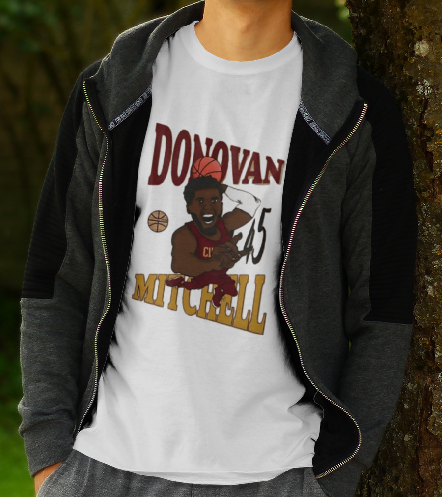Donovan Mitchell Cleveland Cavaliers Basketball Number 45 Dunking T-Shirt
