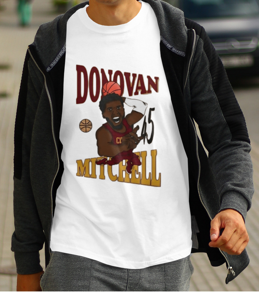 Donovan Mitchell Cleveland Cavaliers Basketball Number 45 Dunking T-Shirt