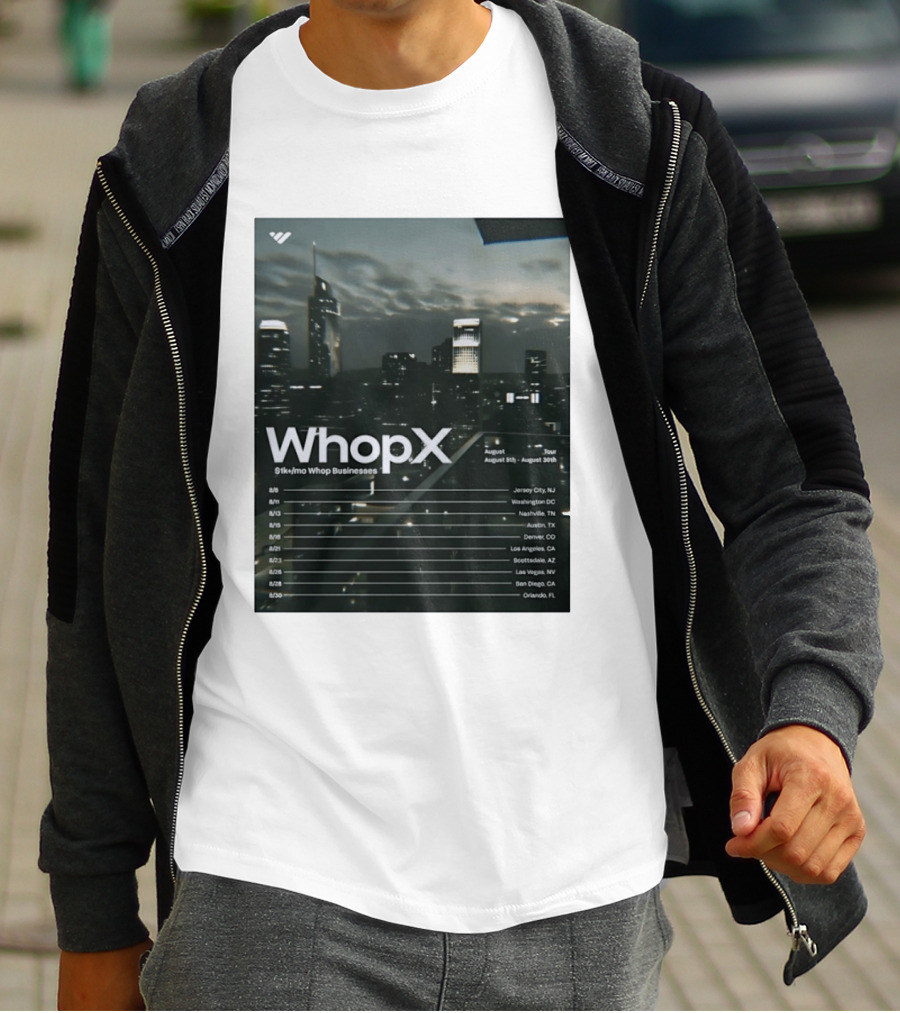 WhopX August Tour S1k Mo Whop Businesses Jersey Washington Nashville Austin Denver 2023 Dates T-Shirt
