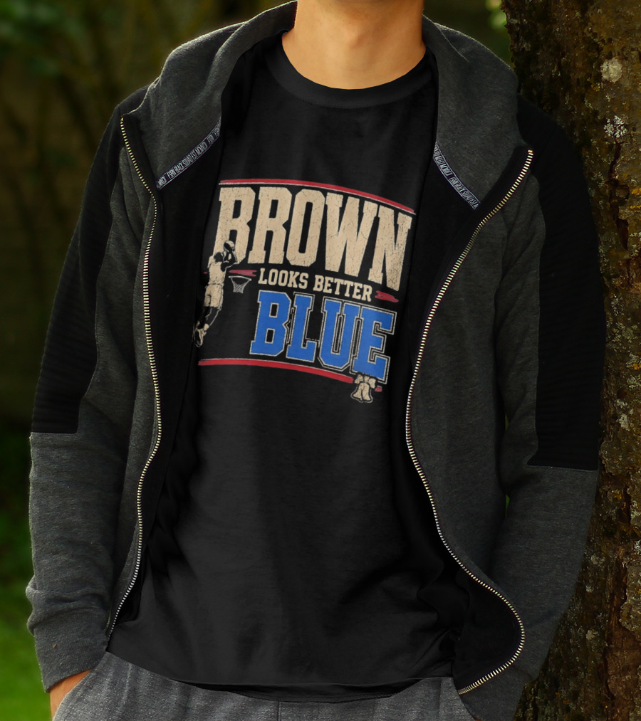 Brown Looks Better Blue Basketball Philadelphia 76ers Distressed T-Shirt