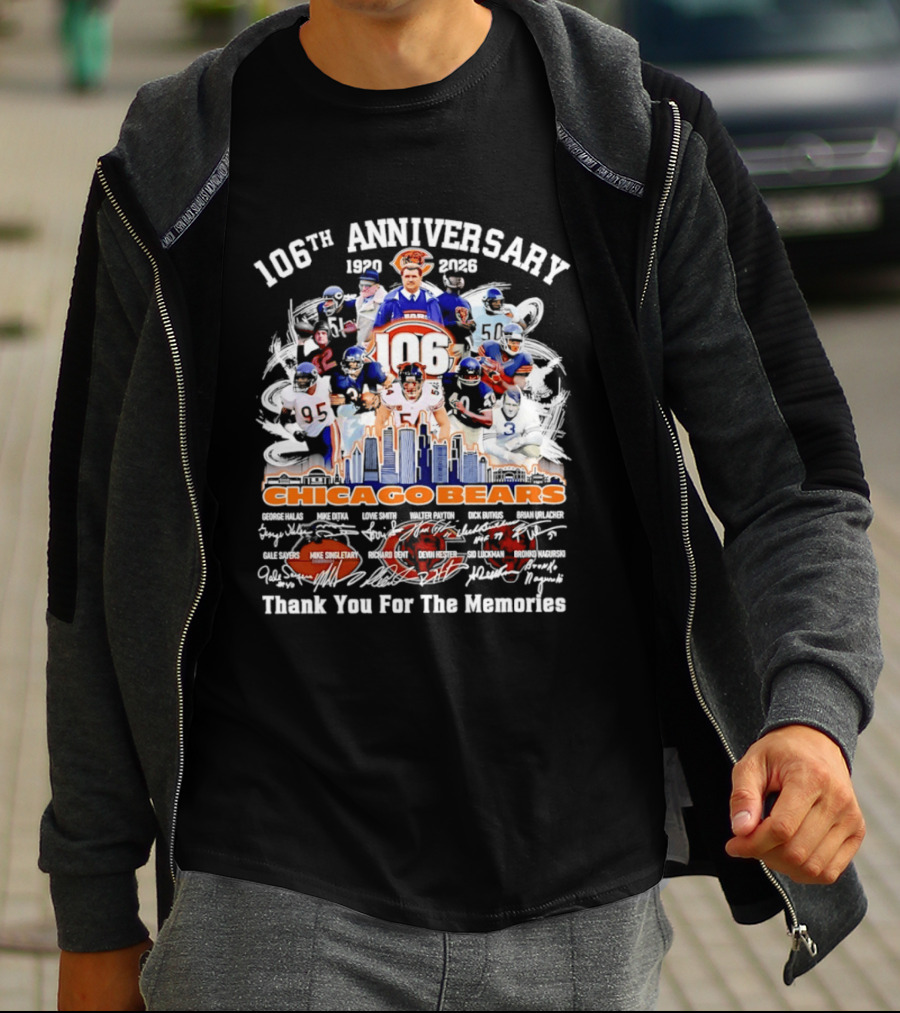 106th Anniversary Chicago Bears 1919 2025 Thank You For The Memories Mike Singletary Signatures T-Shirt