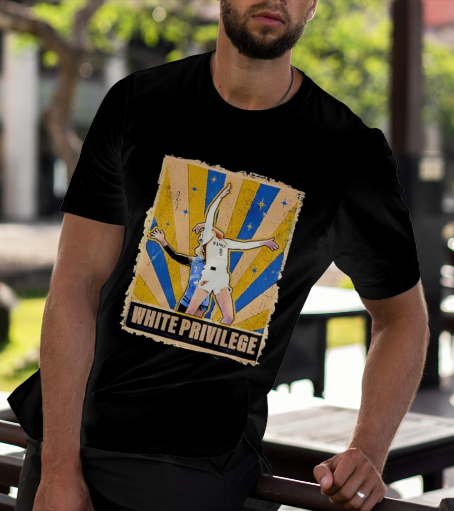 White Privilege Basketball Collision Moment Blue Yellow Starburst T-Shirt