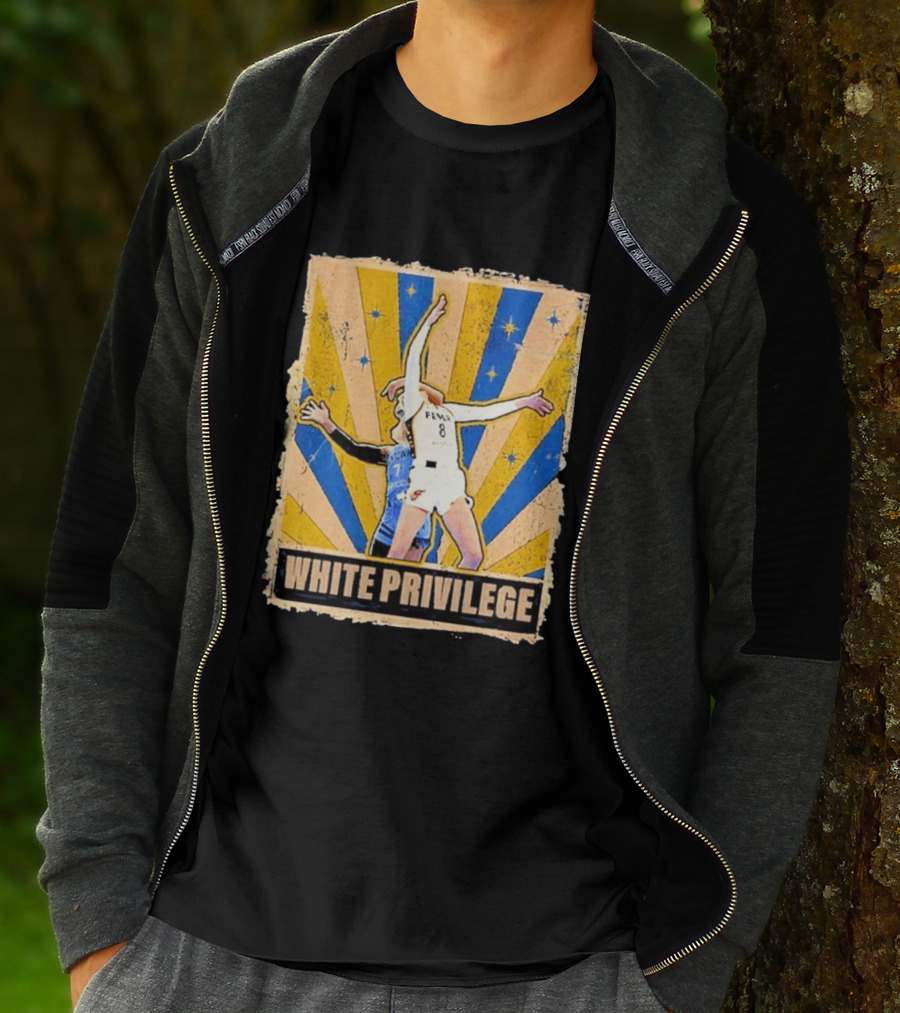 White Privilege Basketball Collision Moment Blue Yellow Starburst T-Shirt