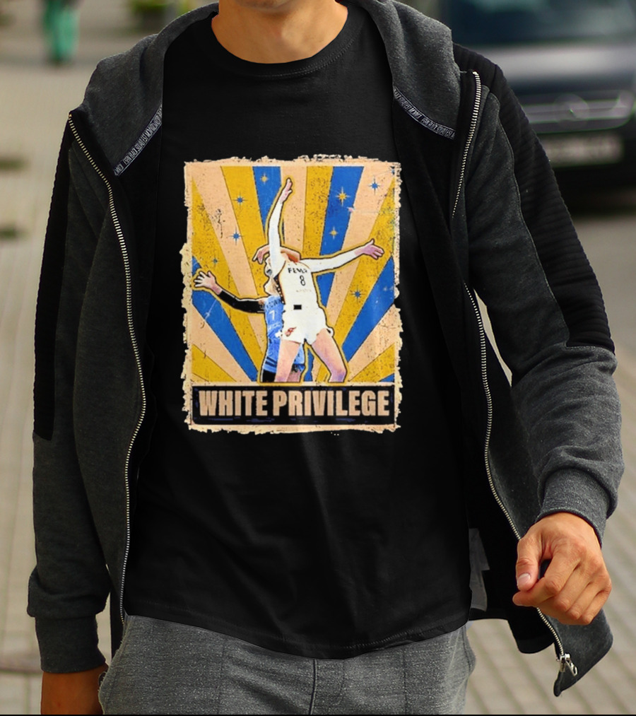 White Privilege Basketball Collision Moment Blue Yellow Starburst T-Shirt