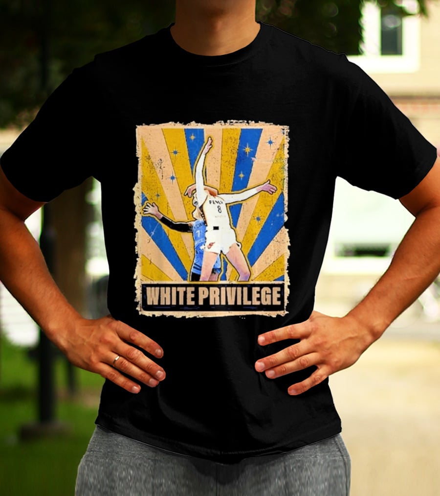 White Privilege Basketball Collision Moment Blue Yellow Starburst T-Shirt