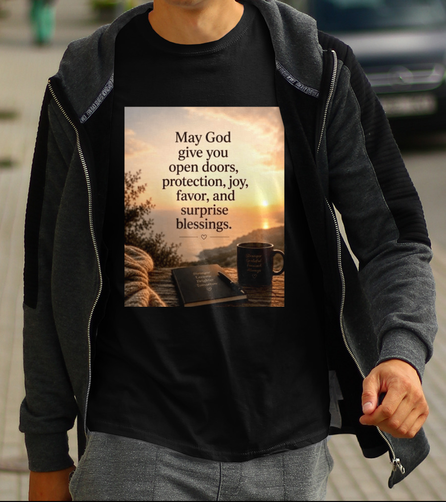 May God Give You Open Doors Protection Joy Favor Surprise Blessings Inspirational Message T-Shirt