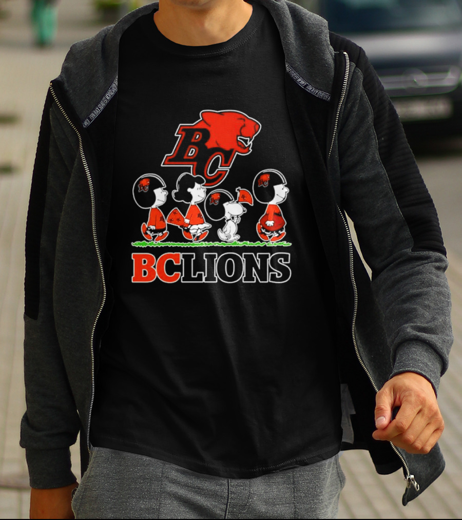 Peanuts Characters Collaboration With BC Lions CFL Team T-Shirt