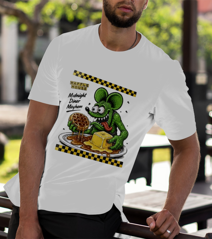 Rat Fink Waffle House Midnight Diner Mayhem Stay Golden T-Shirt