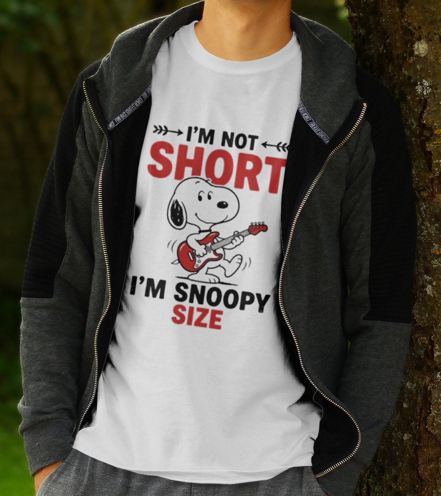 Snoopy Beagle Cartoon I'm Not Short I'm Snoopy Size Guitar Music T-Shirt