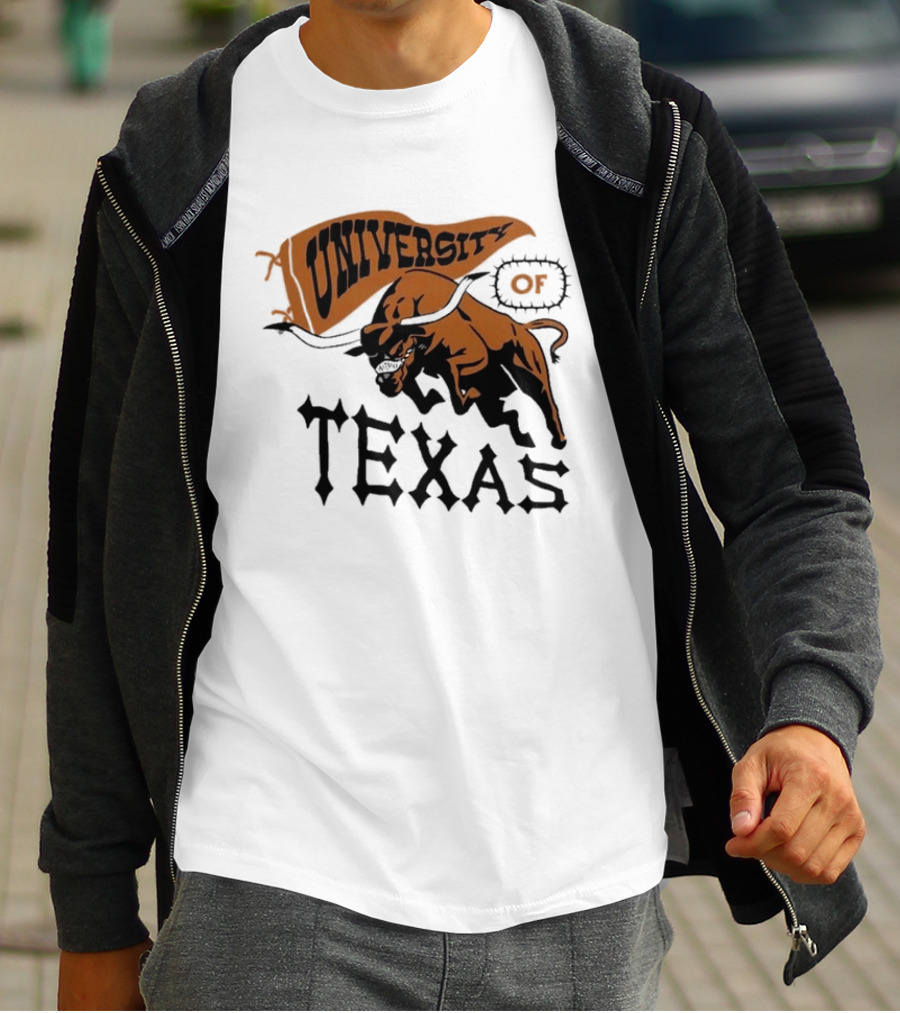 University Of Texas Longhorns Bull Mascot Banner T-Shirt