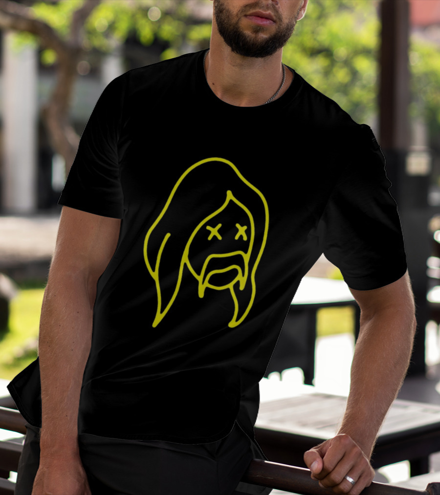 Austin Meade Store Blackout Black Neon Yellow Face Lines T-Shirt