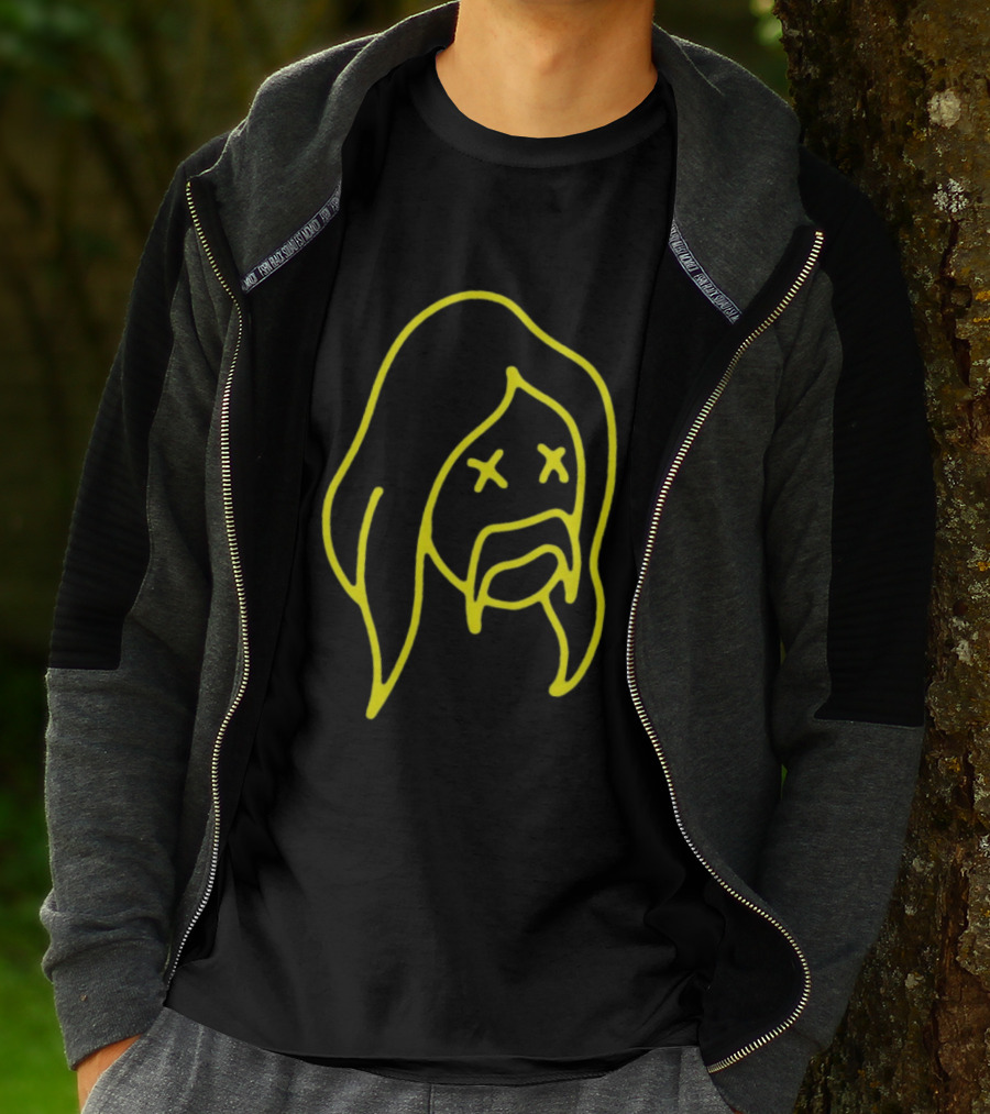Austin Meade Store Blackout Black Neon Yellow Face Lines T-Shirt