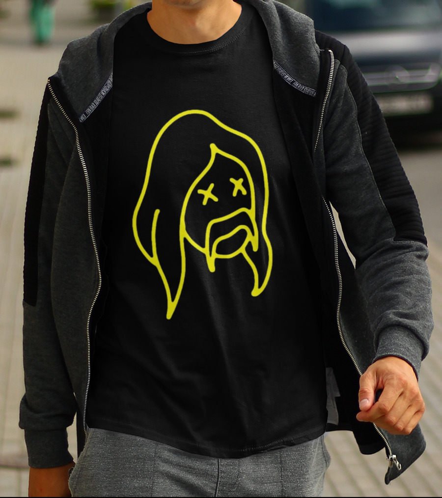 Austin Meade Store Blackout Black Neon Yellow Face Lines T-Shirt