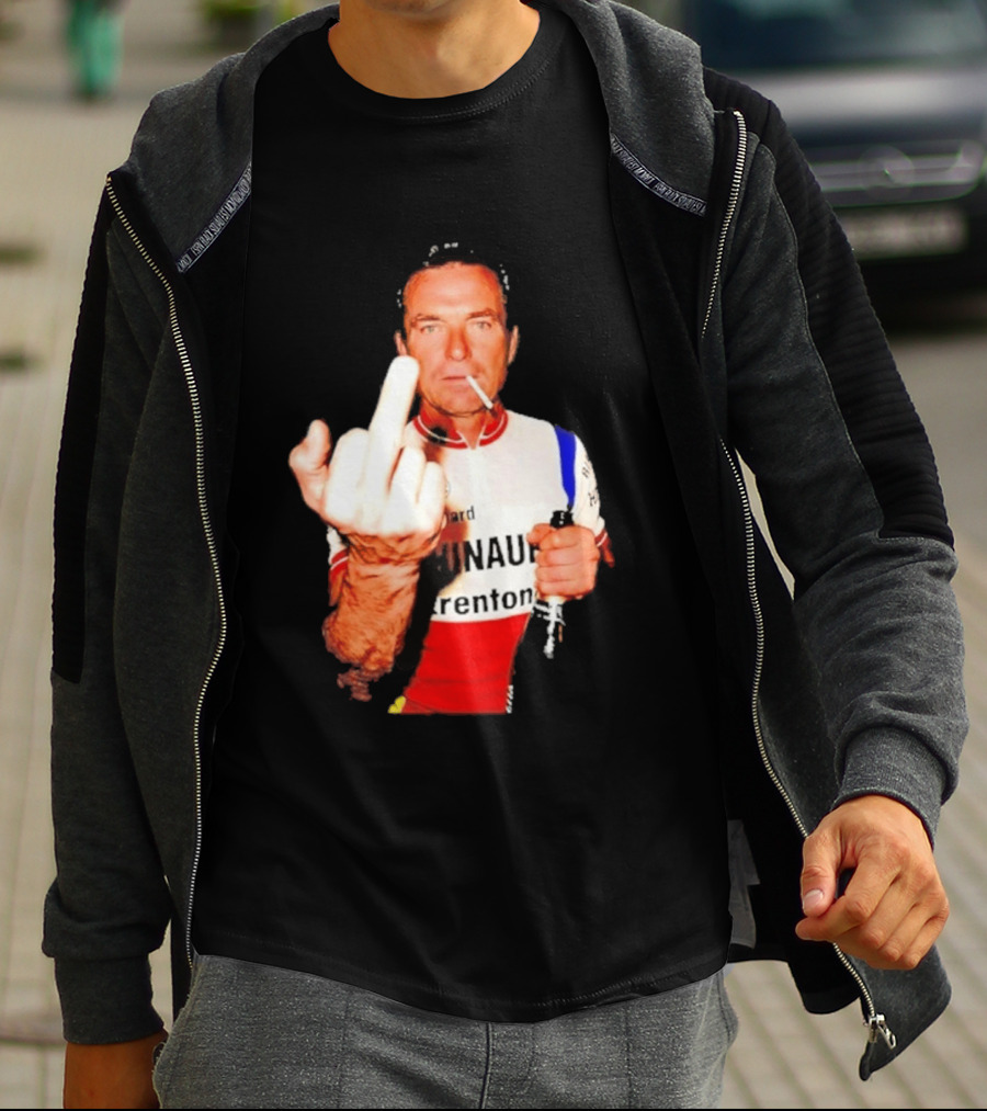 Bernard Hinault Tour De France Cigarette Beer Middle Finger T-Shirt