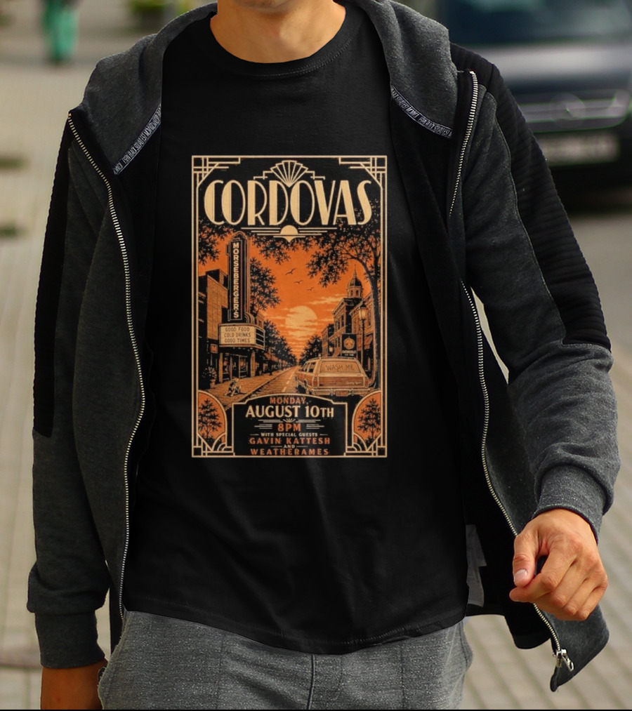 Cordovas Morsbergers Tavern Monday August 10th 8PM Catonsville MD Special Guests Gavin Katteesh Weatherames T-Shirt