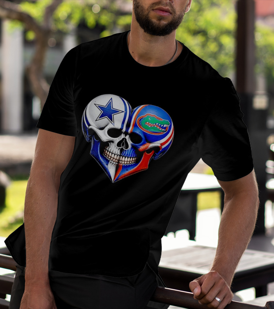 Dallas Cowboys Florida Gators Heart Skull T-Shirt