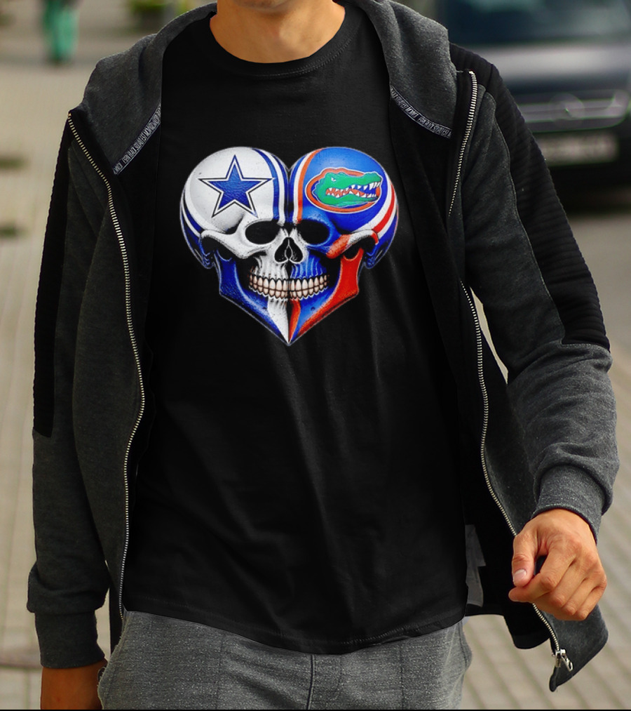 Dallas Cowboys Florida Gators Heart Skull T-Shirt