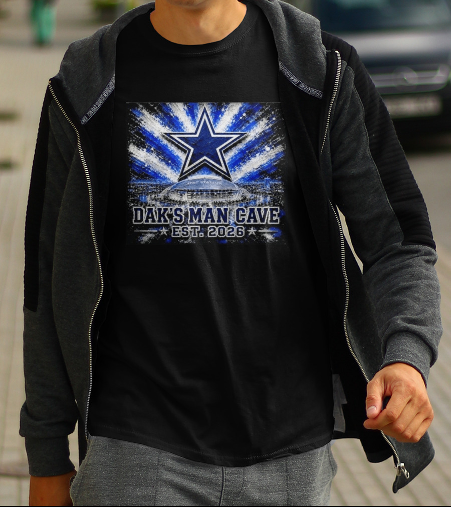 Dallas Cowboys AT&T Stadium Dak's Man Cave Established 2026 Starburst T-Shirt