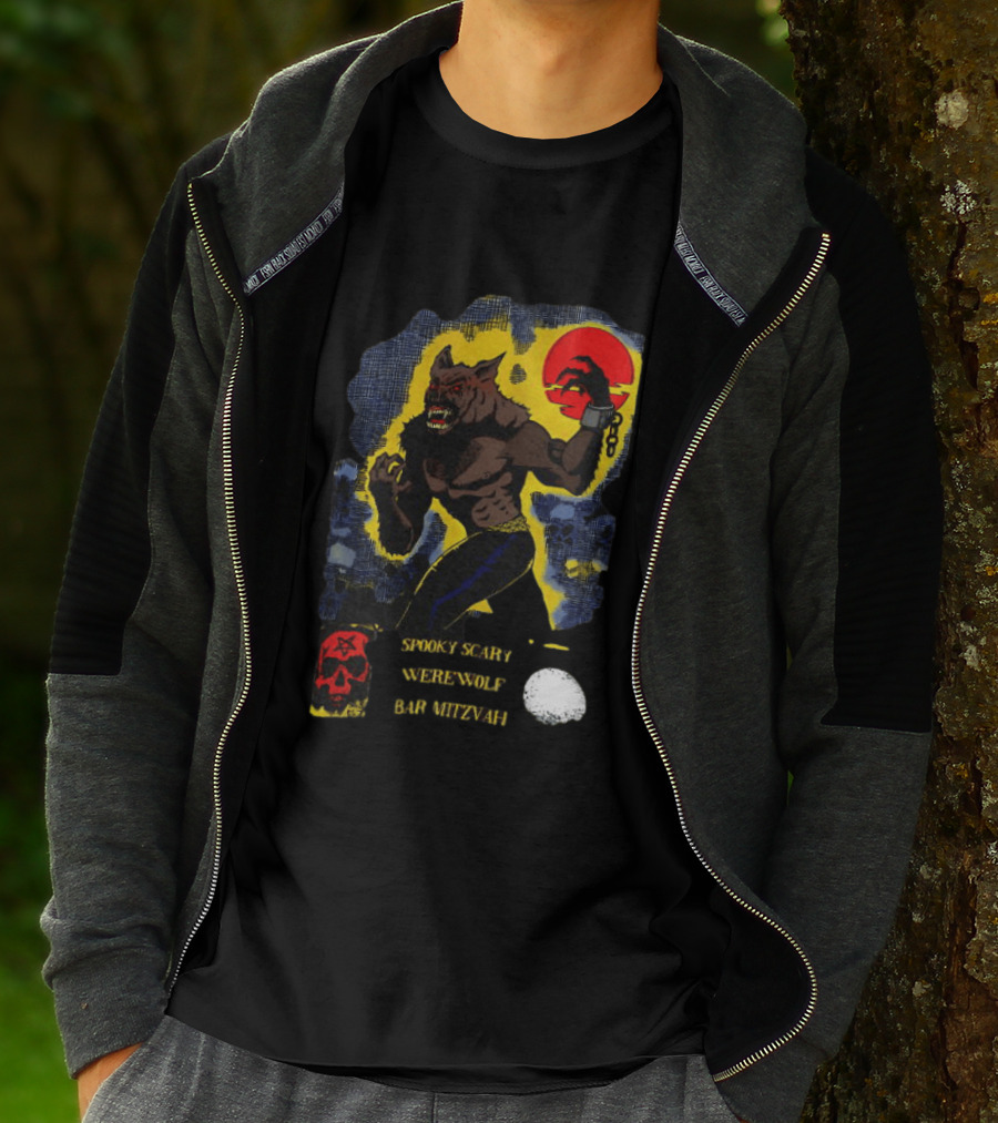 Spooky Scary Werewolf Bar Mitzvah Moonlight Night Zaidi.com T-Shirt