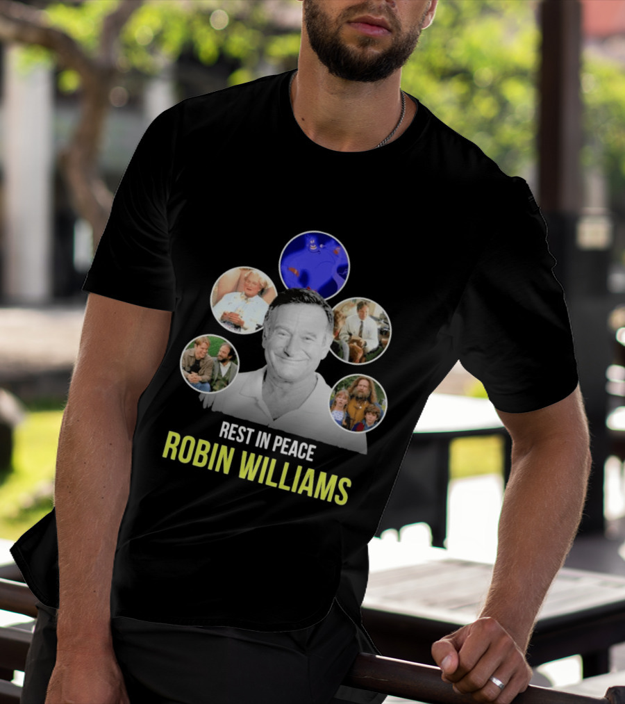 Rest In Peace Robin Williams Aladdin Genie Mrs. Doubtfire Jumanji Good Will Hunting T-Shirt
