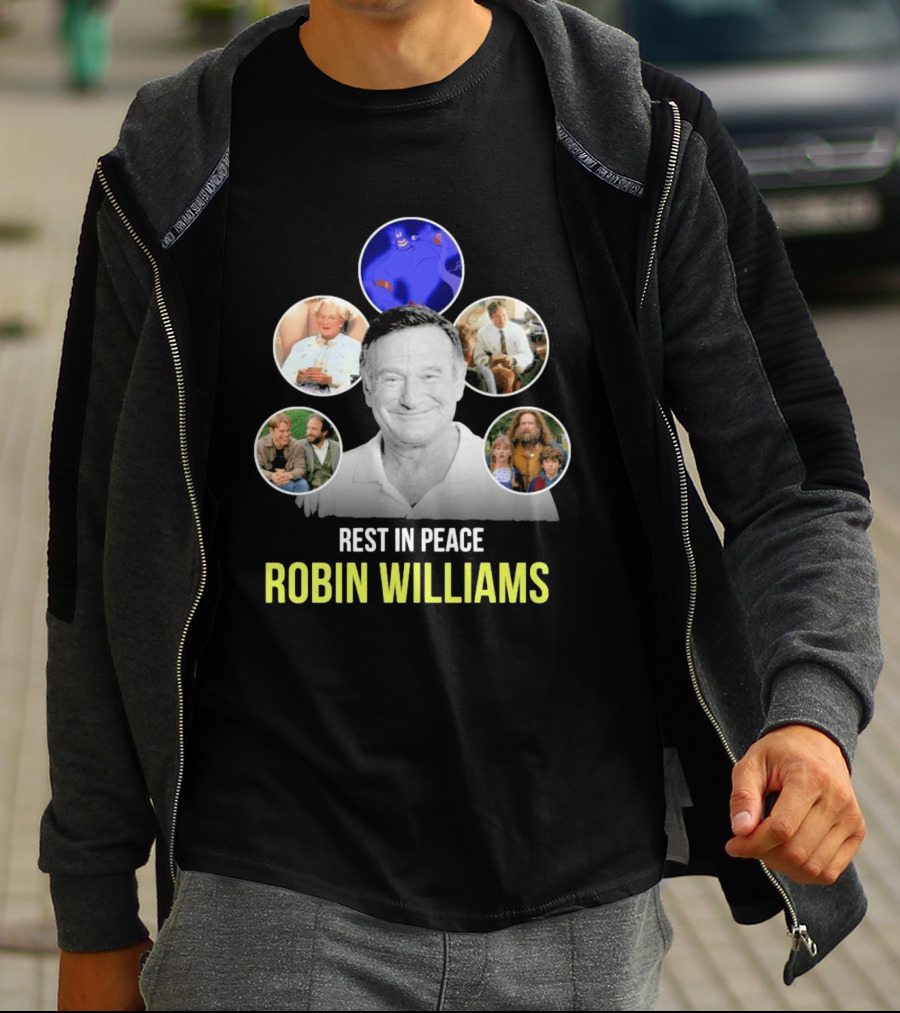 Rest In Peace Robin Williams Aladdin Genie Mrs. Doubtfire Jumanji Good Will Hunting T-Shirt