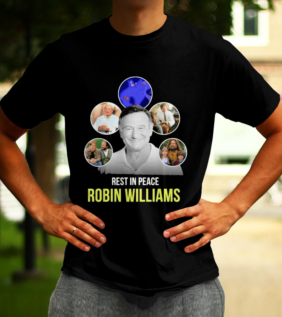 Rest In Peace Robin Williams Aladdin Genie Mrs. Doubtfire Jumanji Good Will Hunting T-Shirt