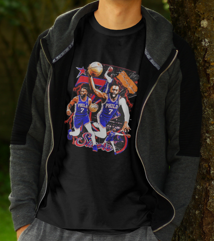 Tyrese Maxey Philadelphia Sixers Basketball Phila 7 NBA Player Action T-Shirt