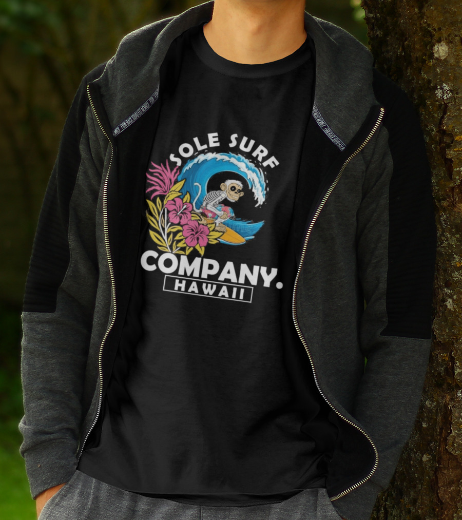 Sole Surf Company Hawaii Monkey Wave Flower Surfing T-Shirt