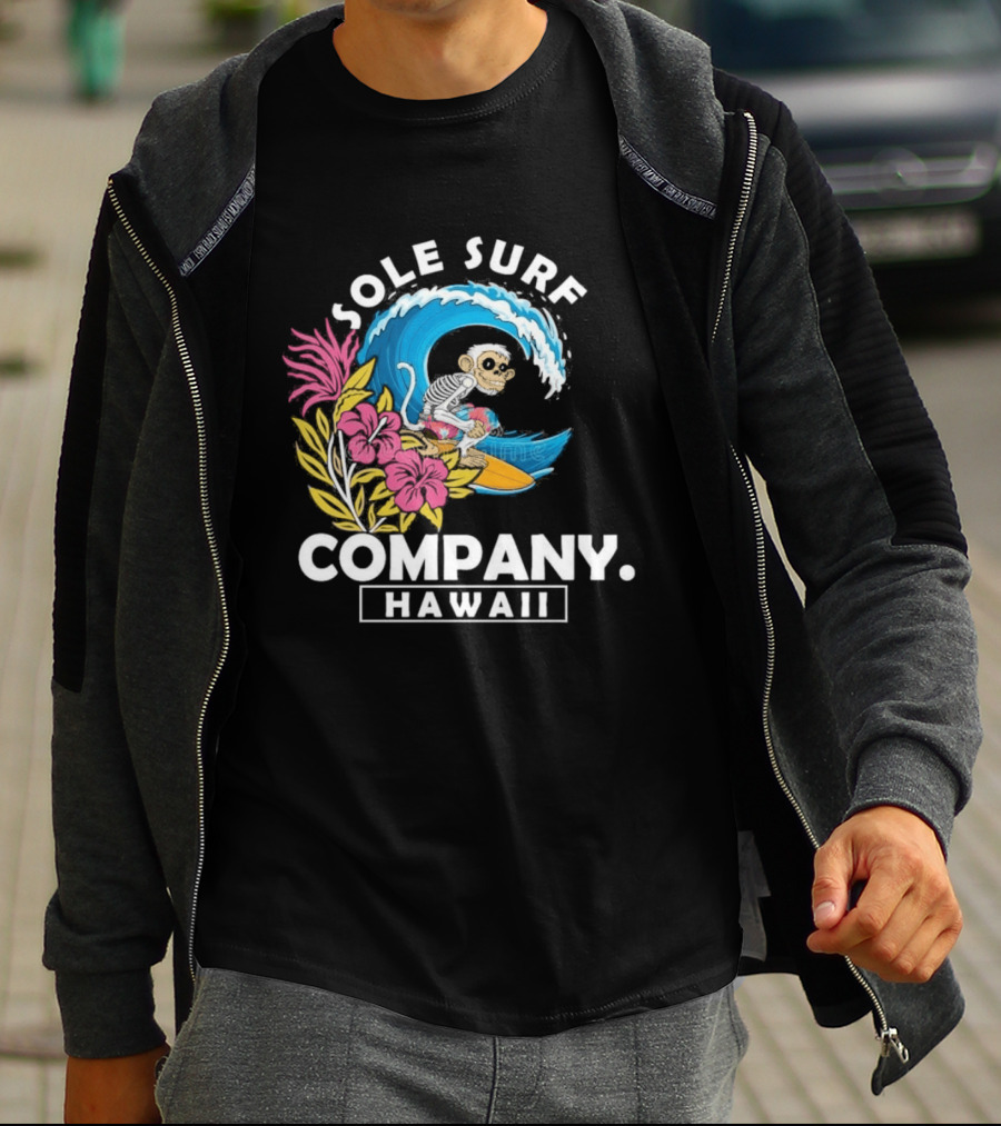 Sole Surf Company Hawaii Monkey Wave Flower Surfing T-Shirt