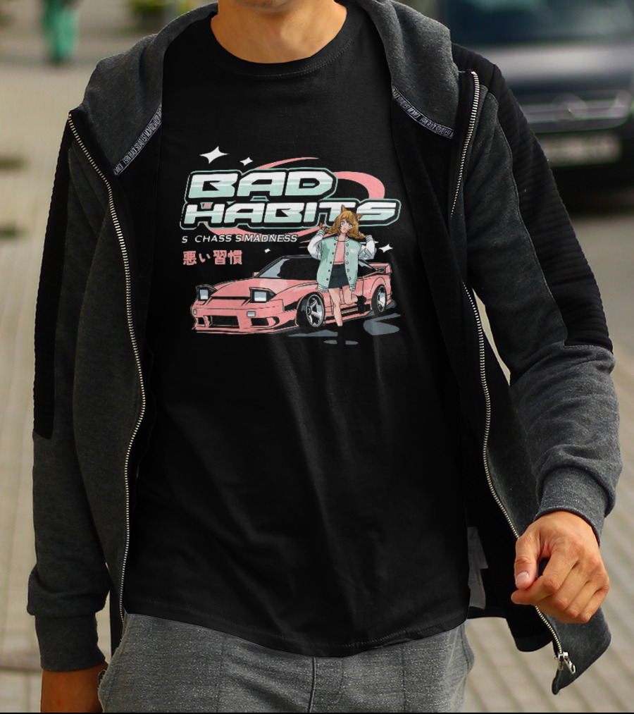 Bad Habits Nissan 180SX S Chassis Madness Anime Car Drift 1988 1998 T-Shirt