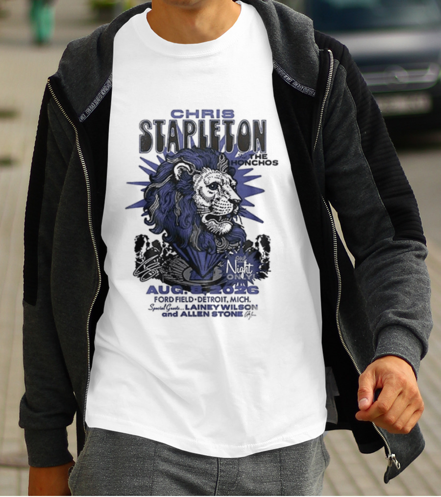 Chris Stapleton Detroit Lions August 2023 Ft The Honchos One Night Only T-Shirt