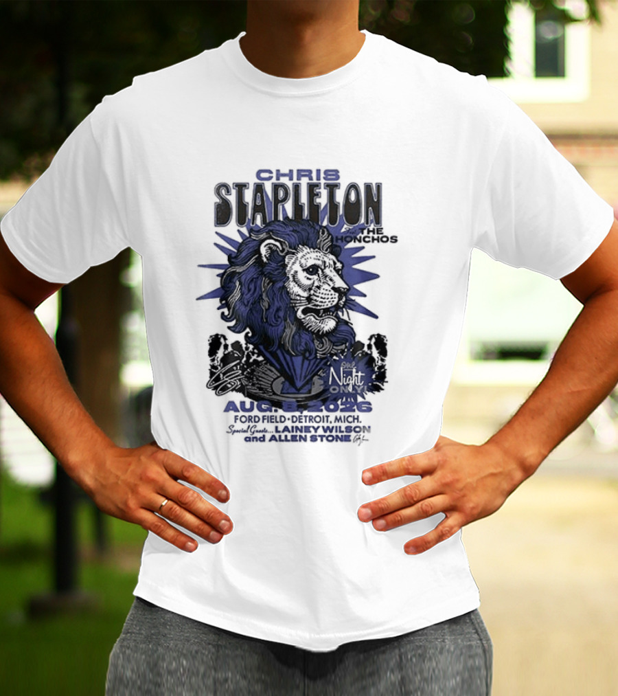 Chris Stapleton Detroit Lions August 2023 Ft The Honchos One Night Only T-Shirt