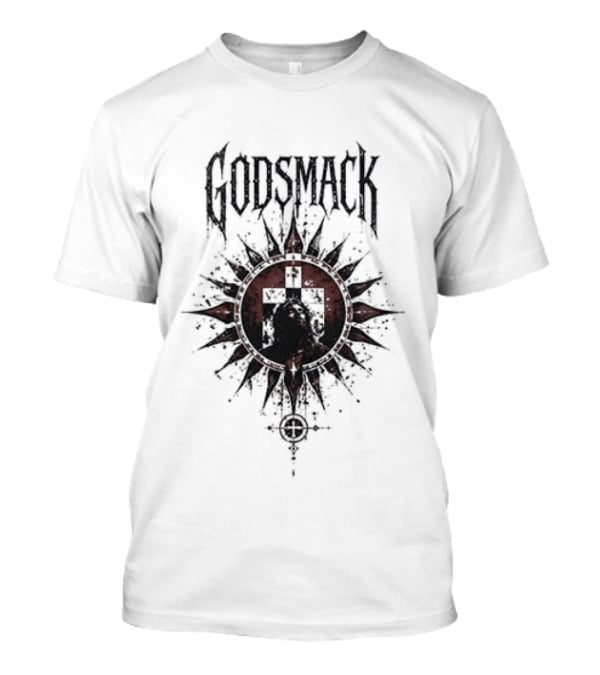 Godsmack X Jesus I Stand Before God Not Perfect Just Forgiven Christian Rock Cross Sun T-Shirt