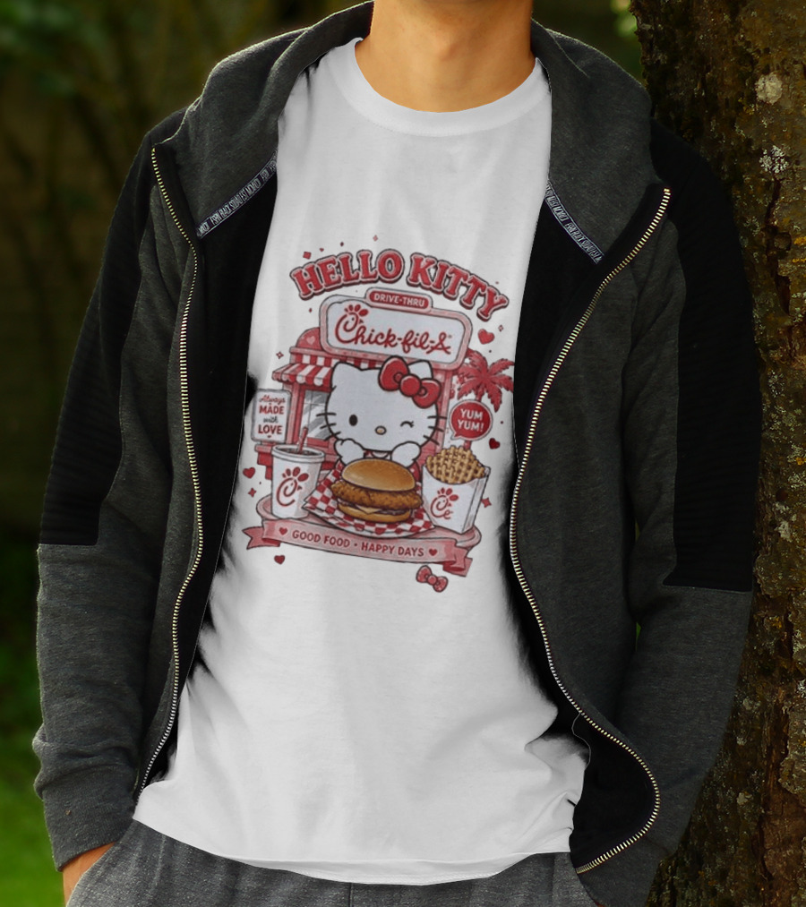 Hello Kitty Chick Fil A Drive Thru Good Food Happy Days Made With Love T-Shirt