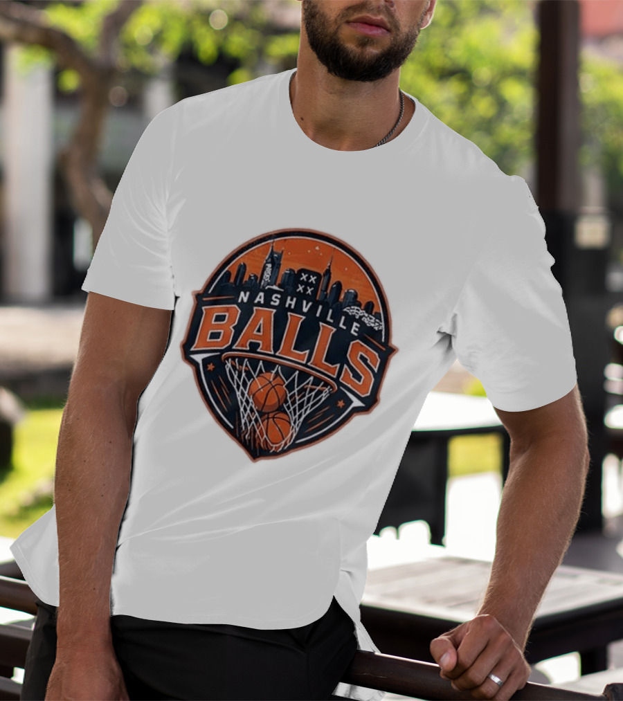 Nashville Balls Basketball Skyline Orange And Black T-Shirt