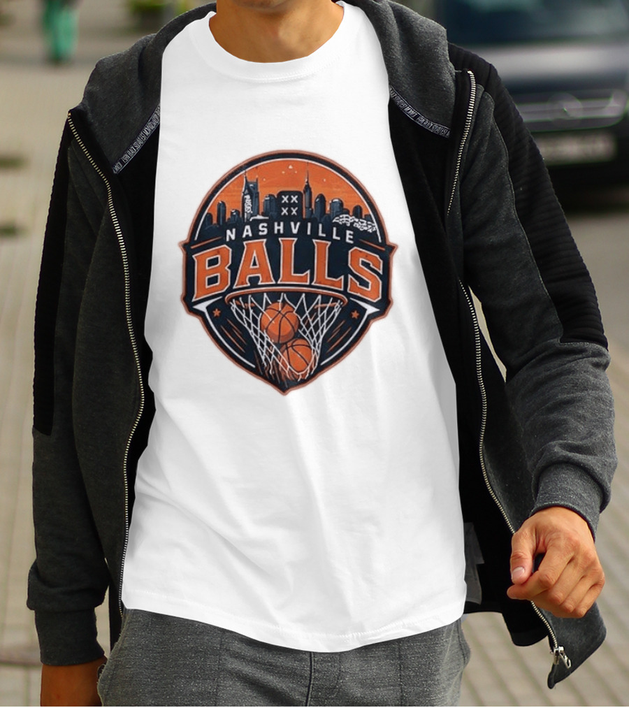 Nashville Balls Basketball Skyline Orange And Black T-Shirt