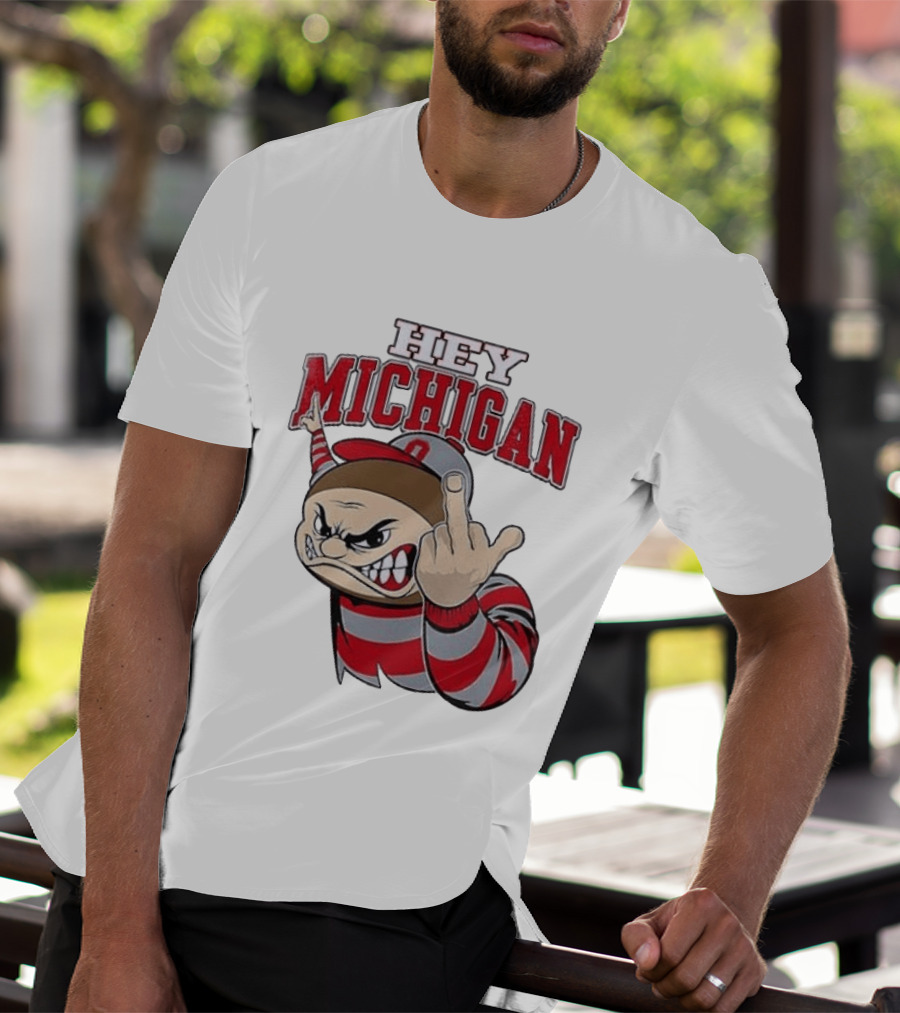 Ohio State Buckeyes Hey Michigan Middle Finger T-Shirt
