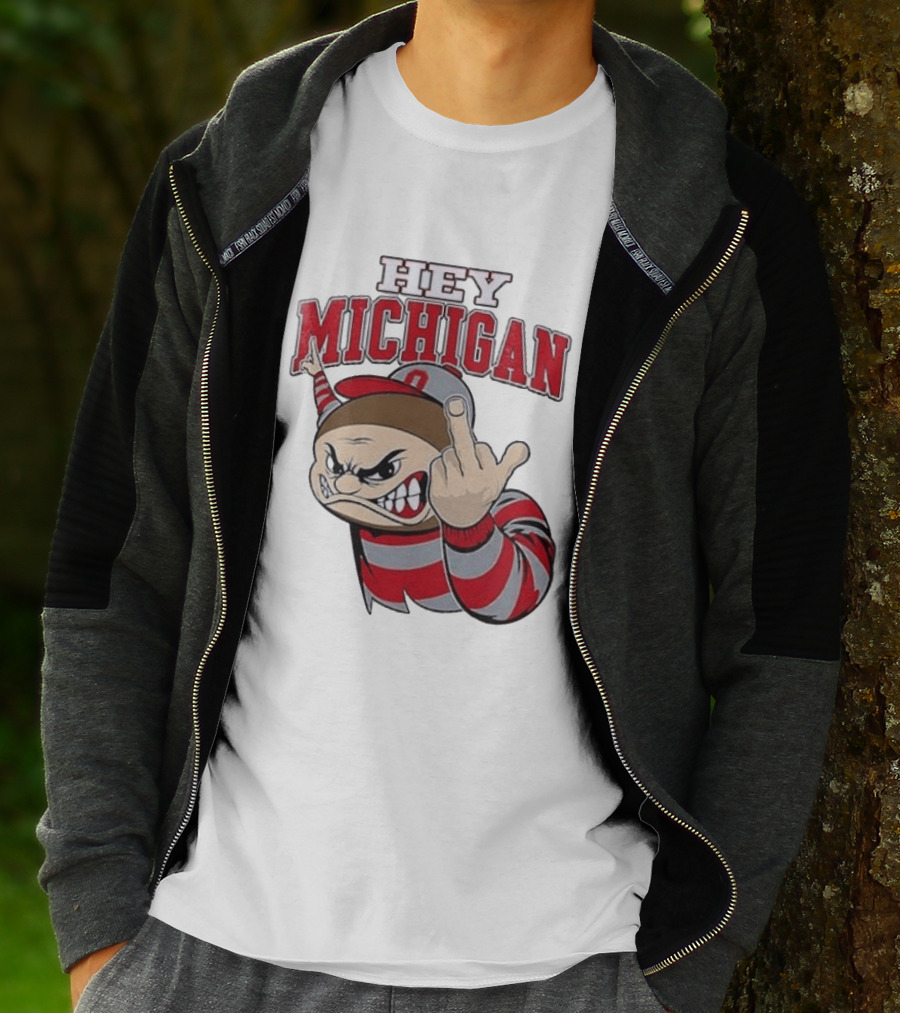 Ohio State Buckeyes Hey Michigan Middle Finger T-Shirt