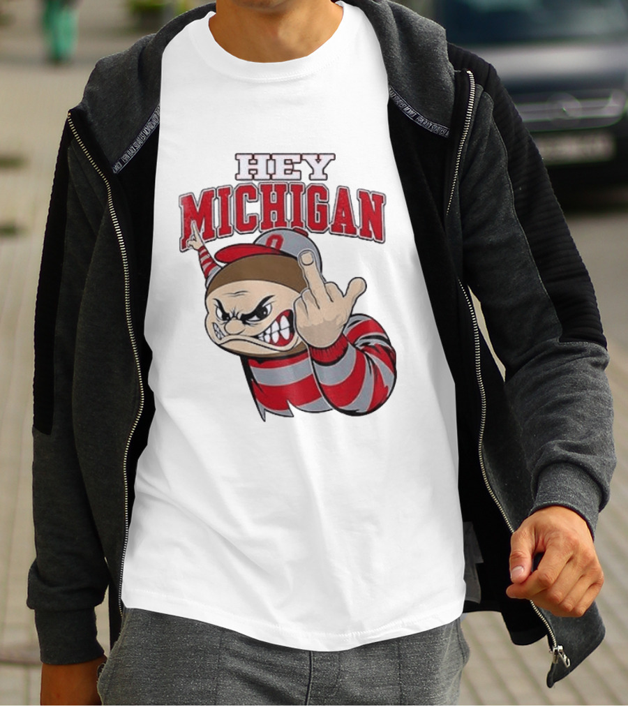 Ohio State Buckeyes Hey Michigan Middle Finger T-Shirt