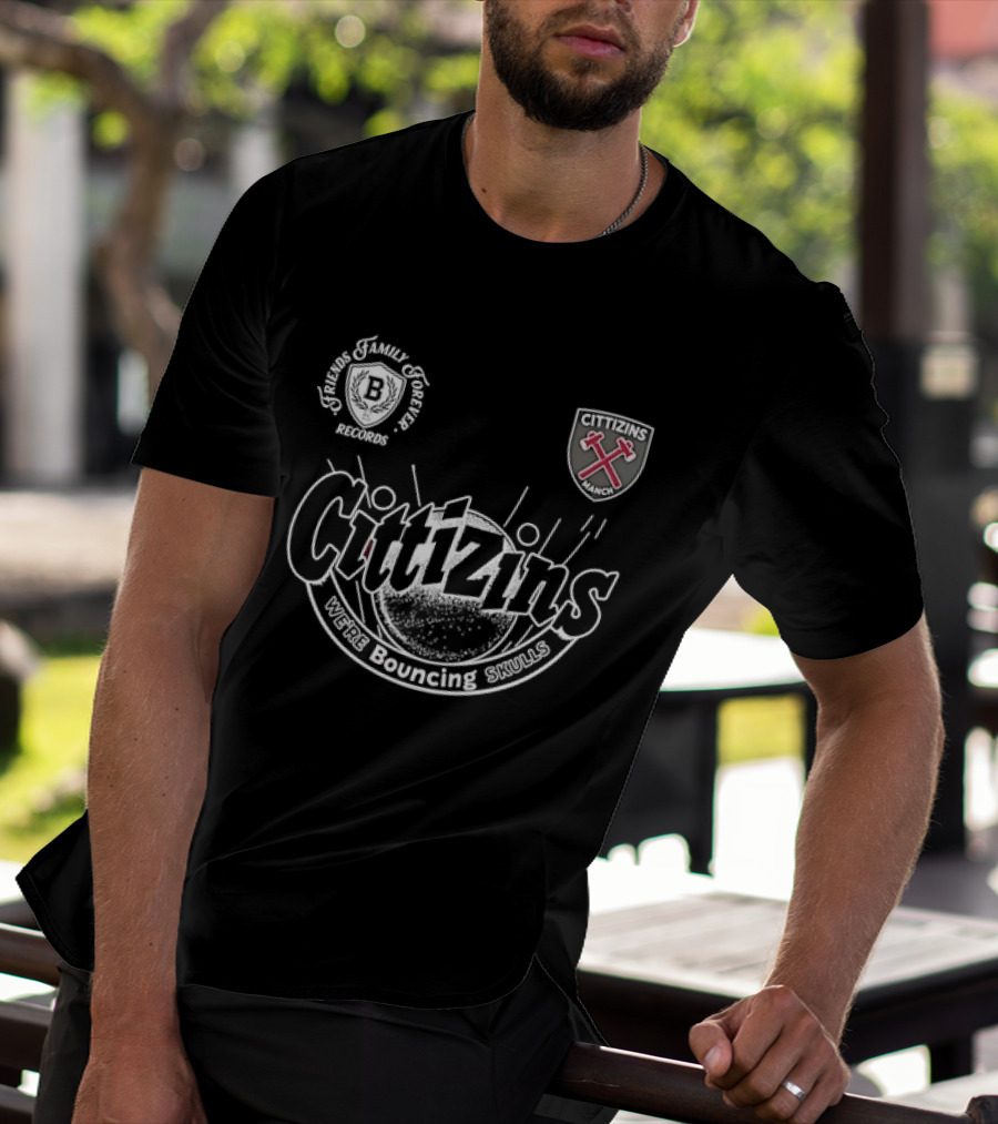 Cittizins We're Bouncing Skulls Friends Family Forever Records Football T-Shirt
