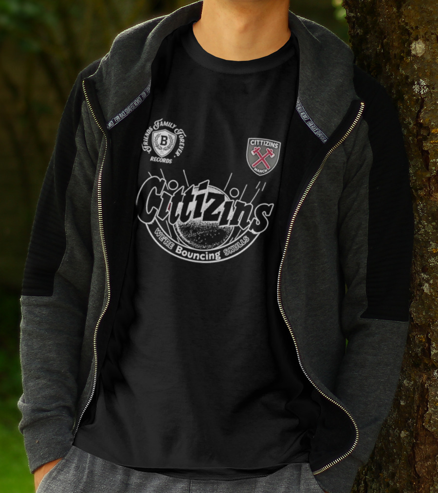 Cittizins We're Bouncing Skulls Friends Family Forever Records Football T-Shirt