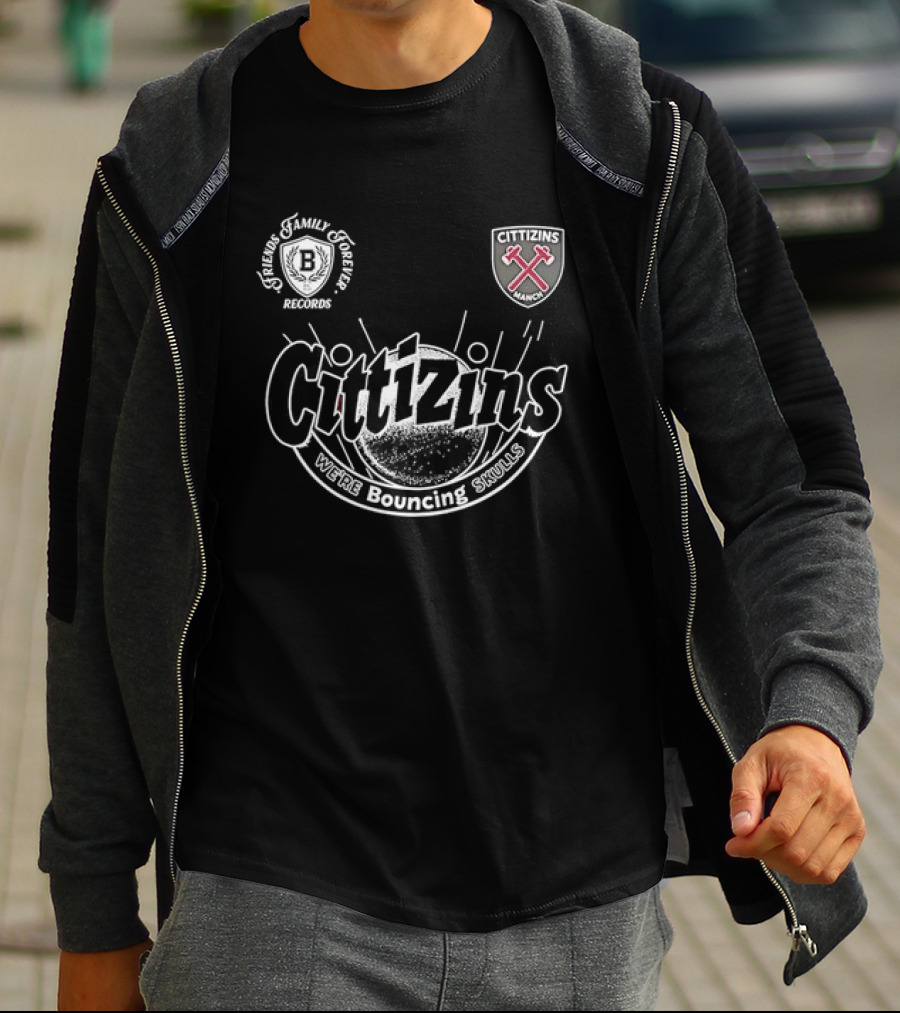 Cittizins We're Bouncing Skulls Friends Family Forever Records Football T-Shirt