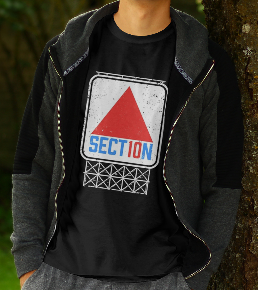 Section 10 Distressed Red Triangle Sign Retro Look S10 T-Shirt