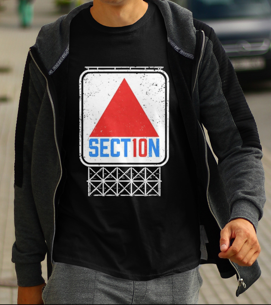 Section 10 Distressed Red Triangle Sign Retro Look S10 T-Shirt