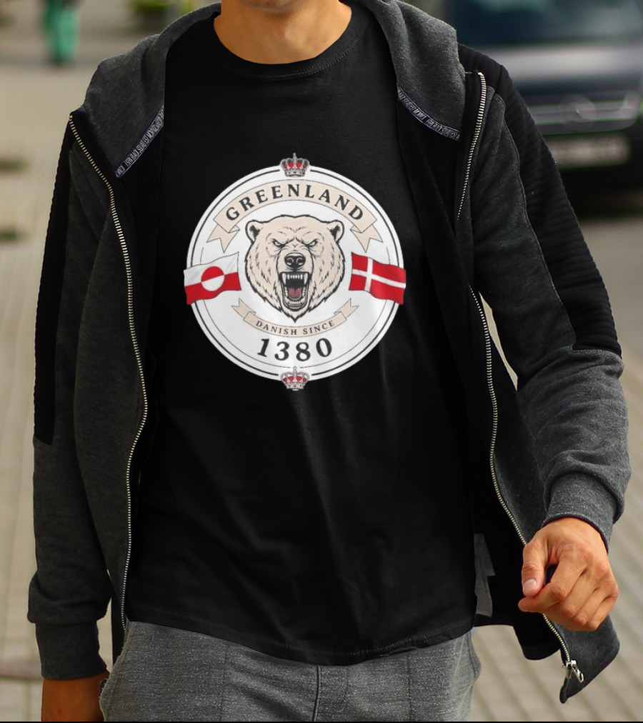 Greenland Danish Since 1380 Polar Bear Flags T-Shirt