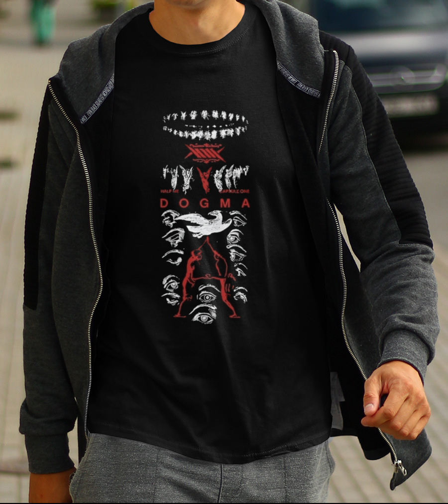 Half Me Capsule One Dogma Metalcore Band Art With Abstract Figures T-Shirt