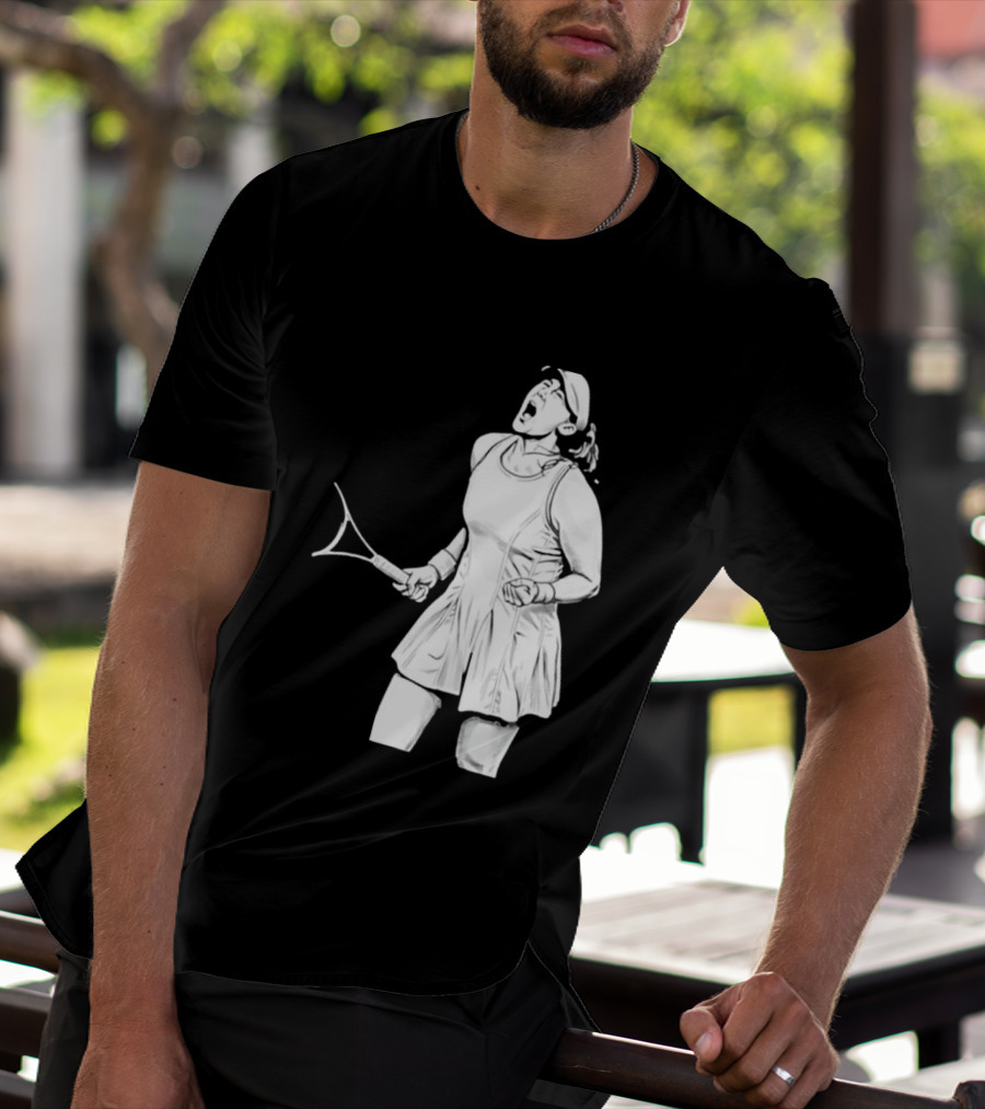 Tennis Player Celebrating Victory Power Grit Determination Black T-Shirt