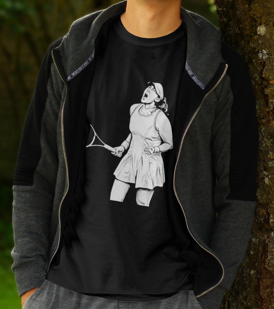 Tennis Player Celebrating Victory Power Grit Determination Black T-Shirt