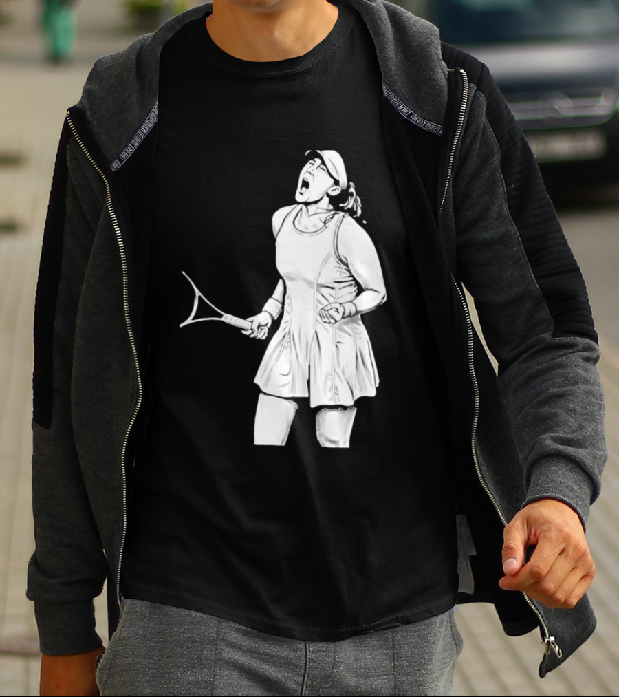 Tennis Player Celebrating Victory Power Grit Determination Black T-Shirt