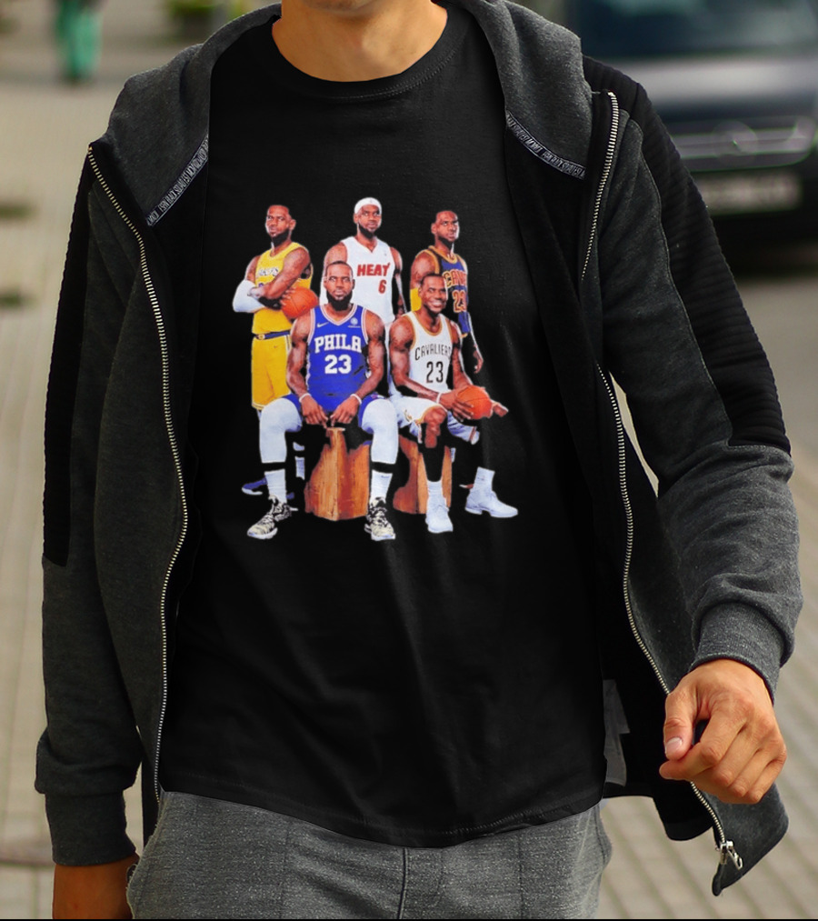 Lebron James 76ers Lakers Heat Cavaliers Basketball Player Iconic Jerseys 2026 T-Shirt